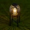 Glitzhome&#xAE; 14.25&#x22; Black Slim Metal Stripes Solar Powered Edison Bulb Outdoor Lantern, 2ct.